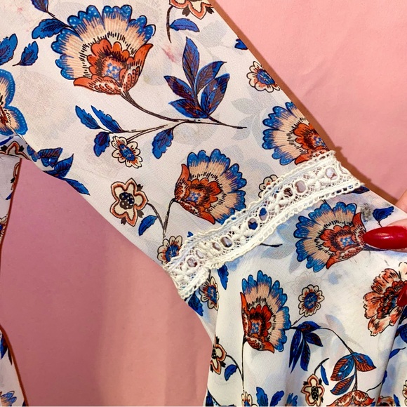 Hippie Timecapsule: Bell Sleeve Floral Cardigan Duster Trumpet Medium Forever 21 - Picture 6 of 13